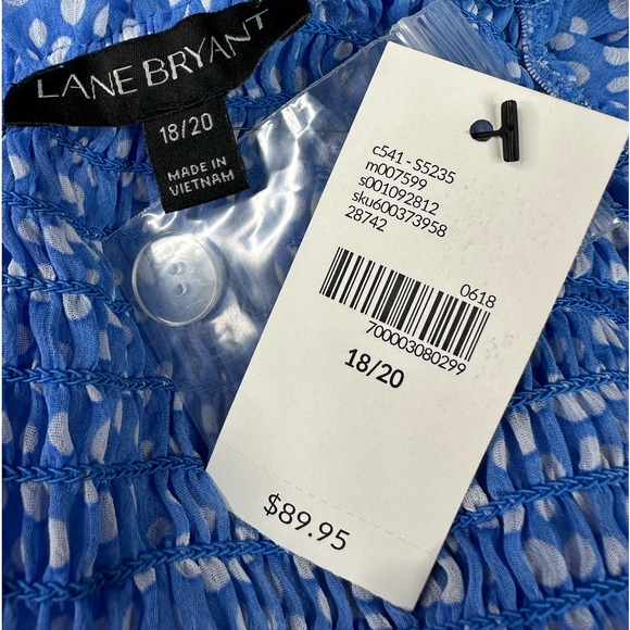 Lane Bryant One Shoulder Ruffle Maxi Dress Polka Dots Blue Plus Size 18/20 NWT - Picture 10 of 13
